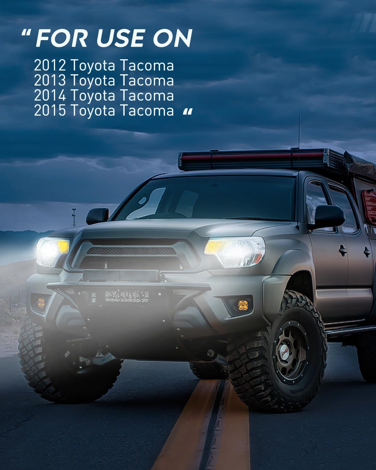 2012-2015 Toyota Tacoma Headlight Assembly Chrome Housing Amber Reflector Clear Lens Nilight
