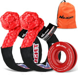 2PCS Synthetic Soft Shackle 1/2 Inch x 24 Inch & Recovery Ring Kit - 56,000 LBS Shackle Breaking Strength with 46,000 LBS MBS Snatch Pulley for 4x4 Truck SUV ATV UTV Off-Road Vehicle Extraction (Red)