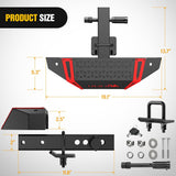 Hitch Step with Whip Mount Holes 2 Inch Receiver for Trucks SUV Car Van | Upgraded Textured Black Anti-Slip Step Bar Rear Bumper Guard Protector Includes Hitch Lock & U-Bolts Universal Fit