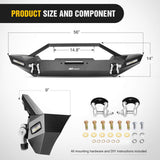 Front and Rear Bumper Compatible for 1987-2006 Wrangler TJ & YJ Rock Crawler Bumper with Hitch Receiver Winch Plate LED Lights D-Rings,Upgraded Textured Black
