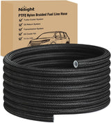 8AN 20FT PTFE Stainless Steel Braided Fuel Line Hose Only | Compatible with E85 PTFE Teflon EFI Fuel Line Universal for LS Engines & Automotive Racing Applications