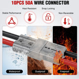 Anderson Connector 50AMP 6AWG Anderson Plug 12V-36V Battery Quick Connect/Disconnect Wire Harness Plugs Connectors Kit for 6 Gauge Cables Car Marine Trailer Towing Winch Motor, 10 Pack Grey