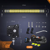 LED Light Bar with Amber DRL 30 Inch 240W Offroad Light Anti-Glare Flood Spot Combo LED Driving Light IP68 w/ 12AWG DT Connector Wiring Harness for Pickup Truck SUV ATV UTV Boat 4x4