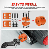 Winch Stopper for ATV UTV Truck SUV Winch Cable Hook Rubber Stopper 2 Pack Protect Towing Hook Synthetic Rope Winch Accessories Rope Line Saver with Stainless Steel Screws Allen Wrenc, Orange