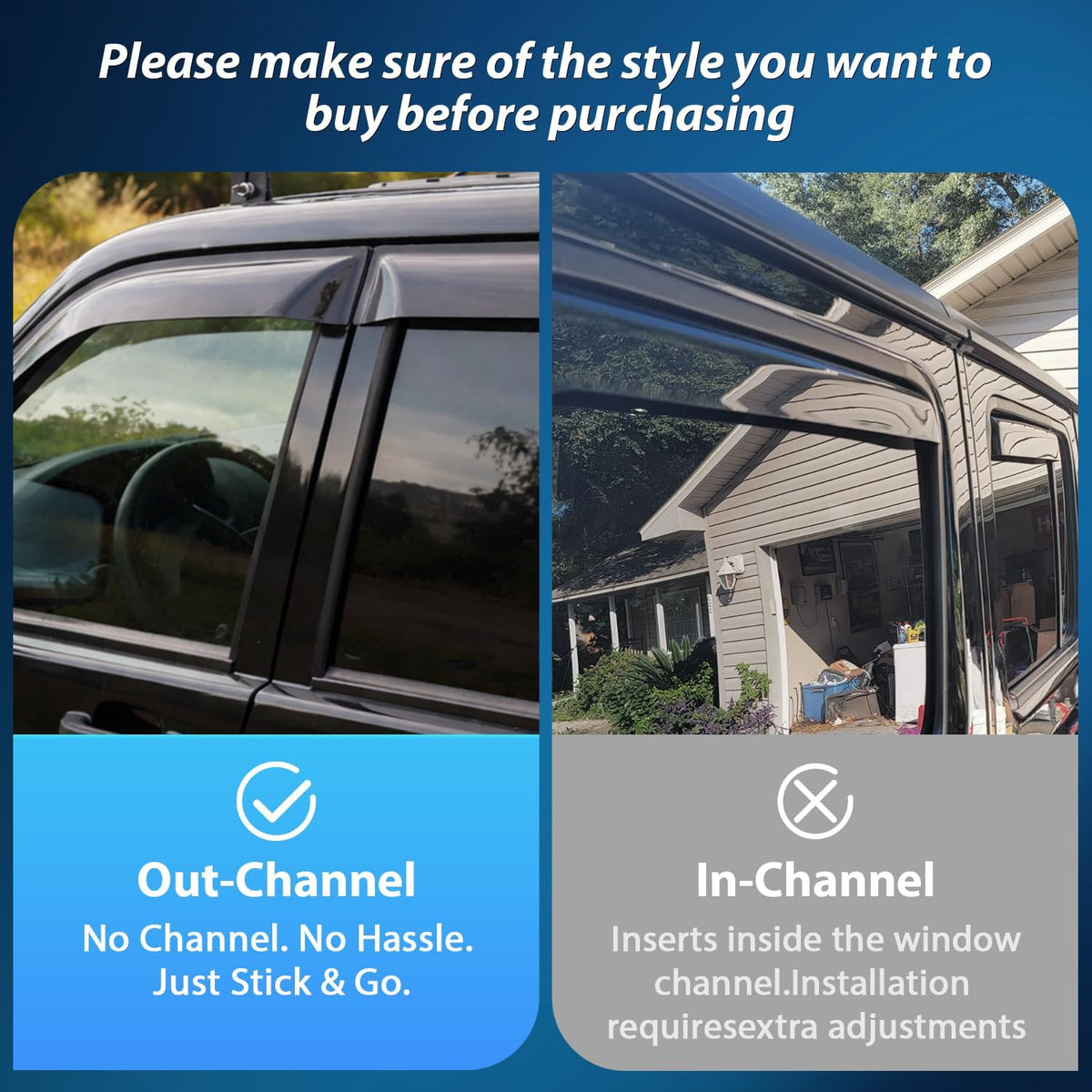 Outside-Mount Window Rain Guards for Chevy Equinox 2010-2017, 4PCS | Window Visors for Fresh Air Circulation While Driving, Chevy Equinox 2010 2011 2012 2013 2014 2015 2016 2017, Smoke Tinted