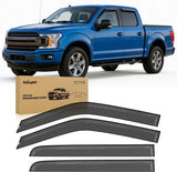 Rain Guards for 2015-2025 Ford F150 SuperCrew | For 2017-2025 Ford Raptor Crew Cab, 2017-2025 Ford F250 F350 F450 F550 Super Duty Crew Cab, Outside Mount Window Visor, 4PCS