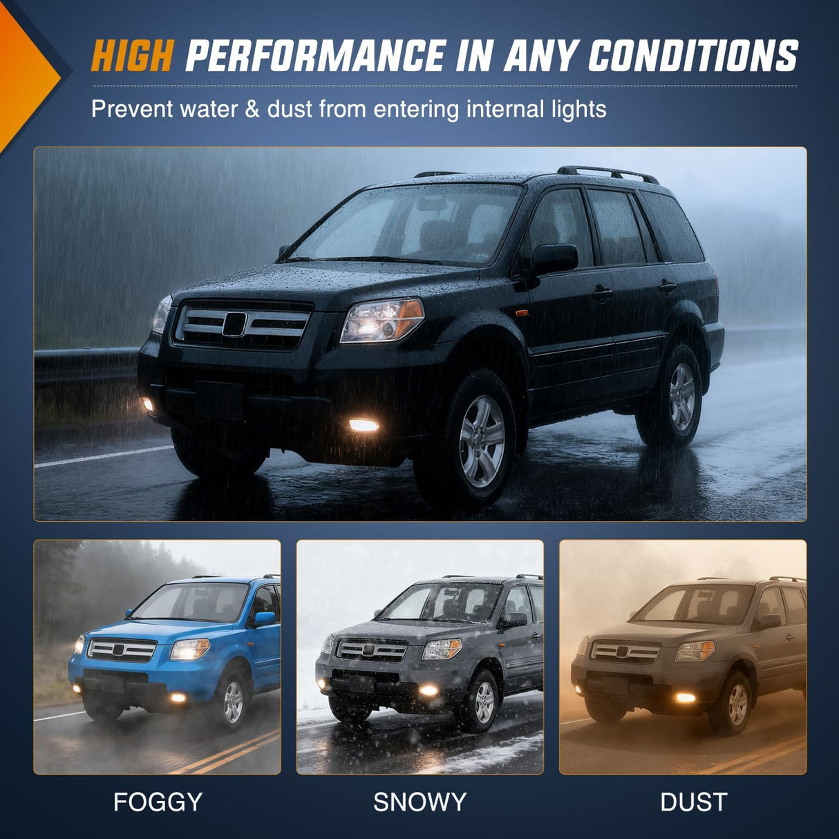 Fog Lights Assembly Compatible with 2006 2007 2008 Honda Pilot w/H11 12V 55W Bulbs Clear Lens Driver and Passenger Side