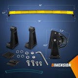 52 Inch LED Light Bar 783 LED Chips Curved Triple Row Fog Light Yellow Beam Spot Flood Combo High Power LED Driving Lights Off Road Lights for Trucks SUV UTV ATV Truck Van 4x4 Boat