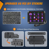 12 Gang Switch Panel 12V 24V Universal Circuit Control Relay System with RGB Backlight APP Fuse Wiring Harness Automatic Dimmable ON Off LED Switches Pod for Car Pickup Truck Camper SUV