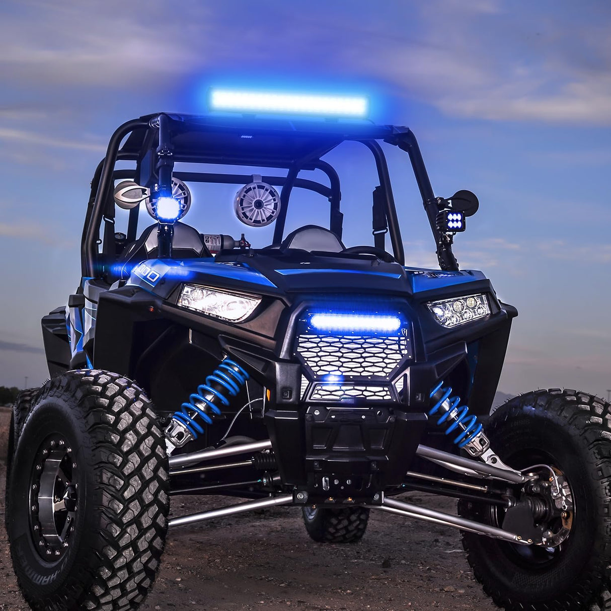 LED Light Bar 20 Inch 126W Spot Flood Combo Blue Beam Off Road Lamp Fishing Hunting Emergency Deck Work Lighting for Trucks UTV Pick-up Van Boat Tractor