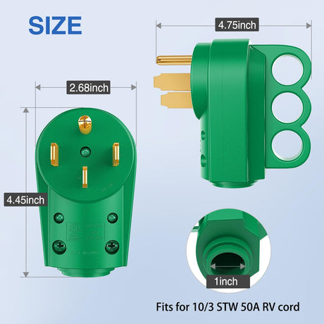 50 Amp RV Male and Female Plug Set Heavy Duty14-50P 14-50R Receptable 125V/250V Volt ETL Listed for Electrical Camper Caravan Motorhome Van Trailer