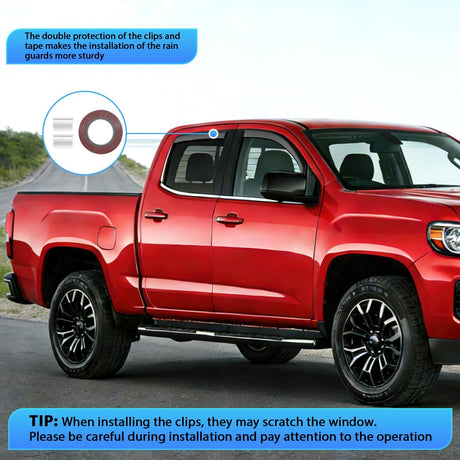 in Channel Window Visors for Chevy Colorado GMC Canyon 2015–2022 Crew Cab, Smoke Rain Guards, Clip-On Installation, Wind Deflectors for Sun Rain Ventilation-4PCS