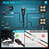 LED Pod Light 2 PCS 2.8 Inch 20W Square 4 LED Hyper Spot Beam Driving Offroad Lights w/18AWG Rocker Switch Wiring Harness Kit for Truck Motorbike Boat ATV UTV