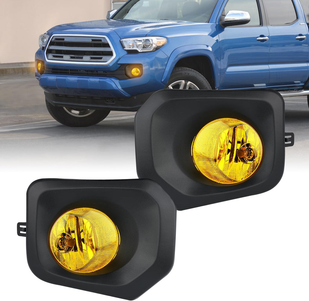 Fog Light Assembly Fog Light Assembly For 2016 2017 2018 2019 2020 2021 2022 2023 Toyota Tacoma SR SR5 Model Only Fog Light Replacement Yellow Lens Driver and Passenger Side