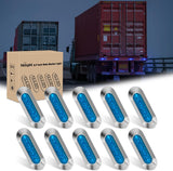 10PCS Blue Oval Side Marker Lights 4 LED 3.7 Inch Clearance Lamp IP68 Waterproof DC 12-24V with Chrome Bezel Universal for Car Auto Truck Bus Trailer Boat Deck