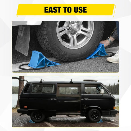 Wheel Chocks, Heavy Duty Wheel Stopper for Car, Truck, RV, Trailer, Caravan, Motorcycle, 8.7 Inch x 4.8 Inch x 4.2 Inch, 4-Pack(Blue)