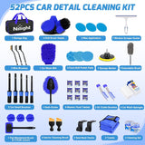 Automotive Tools 52PCS Car Detailing Kit Auto Cleaning Tools Wash Set with Storage Carry Bag Home Use for Interior Exterior Deep Clean Polish Car Care Windshield Dashboard Seat Air Vents Wheels Tires, Blue