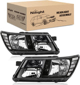 Headlight Assembly Compatible with 2009-2020 Dodge Journey | 2009-2020 Dodge Journey Black Housing Amber Reflector Headlamp