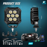 LED Pod Light 2 PCS 3.8 Inch 35 W 7 LED Square Hyper Spot Beam Offroad Driving Lights w/16 AWG Rocker Switch Wiring Harness Kit for Truck Motorbike Boat ATV UTV