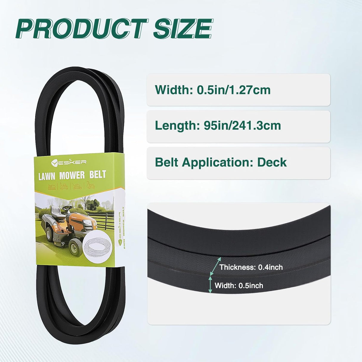 144959 Deck Belt for Craftsman lt1000 42 inch Deck Riding Mower 1/2 Inch x 95 Inch Drive Belts for Craftsman LT1000 LT2000 LT3000 Husqvarna Poulan AYP Lawn Mower # 532144959 532138255 144959D 138255