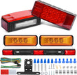 Nilight LED Trailer Light Kit 2 PCS Red Rectangular Stop Turn Tail License Lights 3.9 Inch Amber Side Marker Taillights 9 LEDs ID Bar For 12V RV Truck Marine Boat Snowmobile
