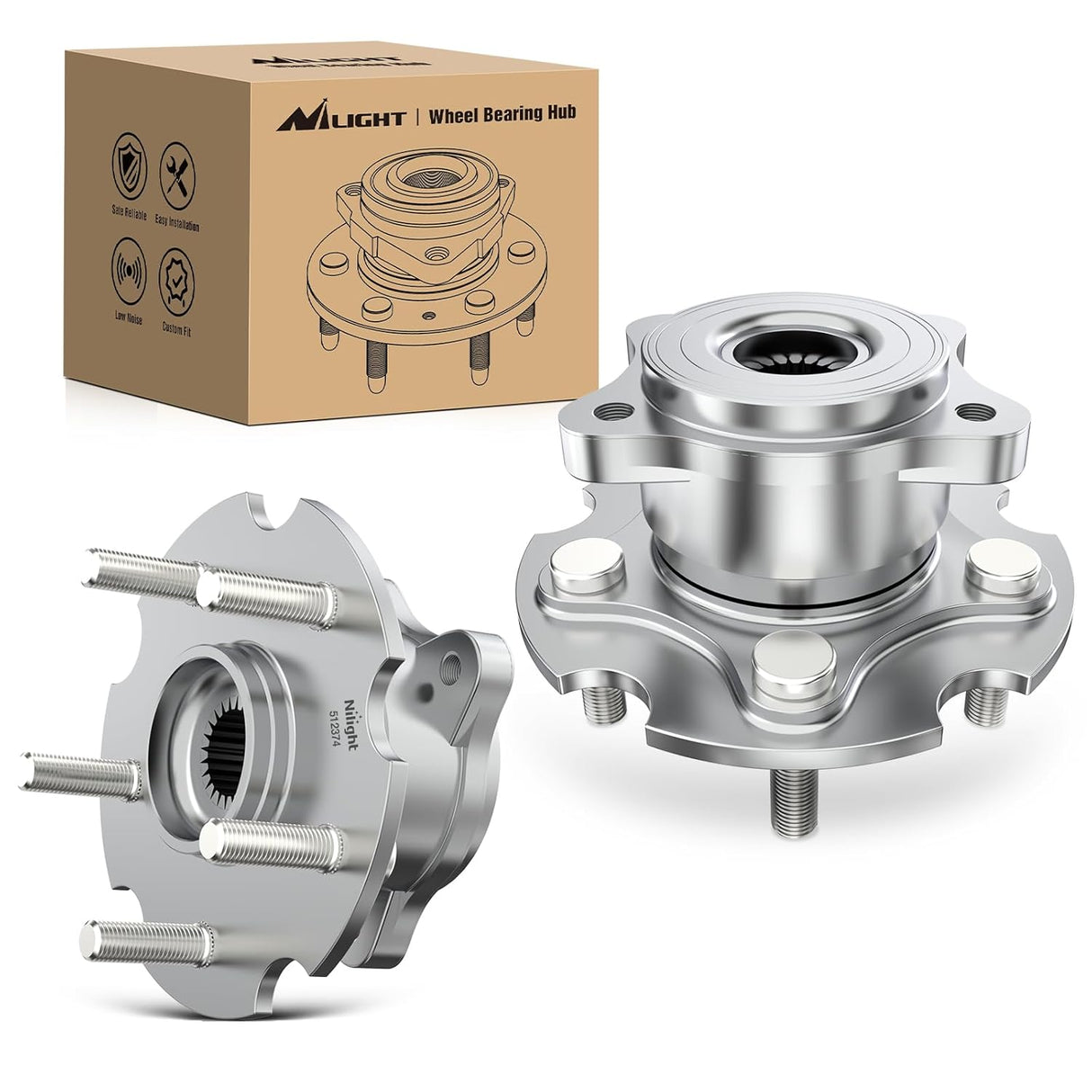 Rear Wheel Hub Bearing Assembly for Toyota RAV4 2006-2013 2014 2015 2016 2017 2018 4WD, Lexus NX300h 2015-2019, NX200t 2015-2017, NX300 2018-2019 AWD, 5 Lugs-512374 2Pack
