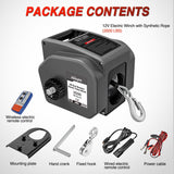 Boat Trailer Winch 3500 lbs Portable Electric Boat Winches 12 V DC Marine Winch with Steel Cable Remote Control & Hand Crank Power-in Freewheel Operat Waterproof Winch for Boat Trailer, Gray