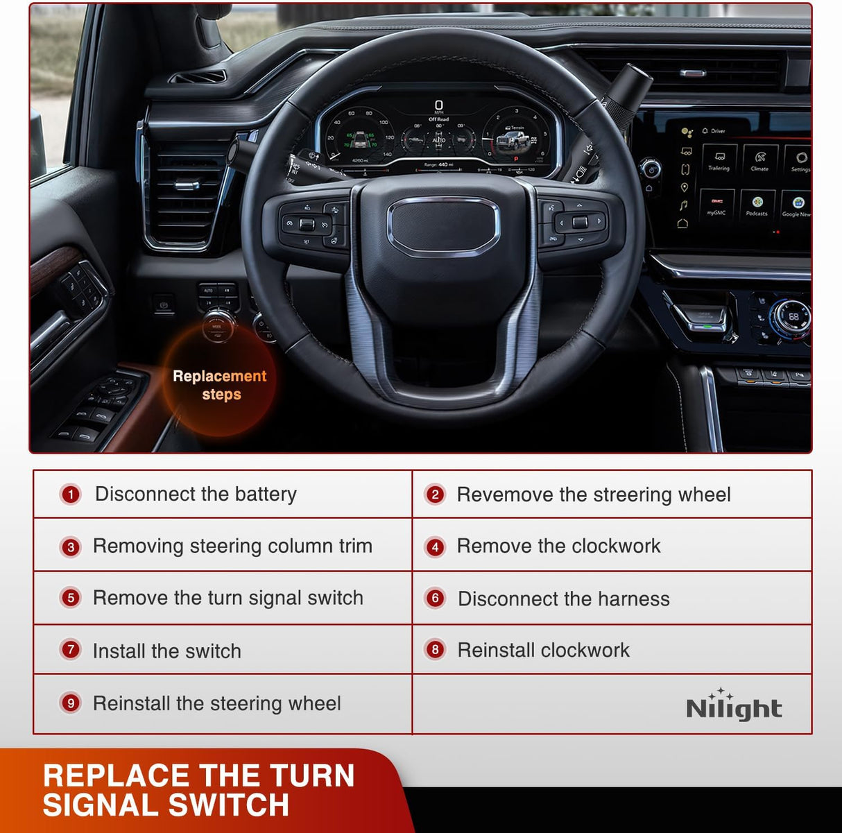 Turn Signal Switch Compatible with 2014 2015 2016 2017 2018 2019 Chevy Silverado 1500 2015-2019 Silverado 2500 3500 2014-2019 GMC Sierra 1500 2500 3500 Windshield Wiper Combination Switches