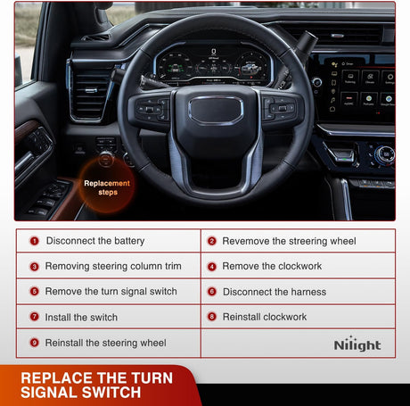 Turn Signal Switch Compatible with 2014 2015 2016 2017 2018 2019 Chevy Silverado 1500 2015-2019 Silverado 2500 3500 2014-2019 GMC Sierra 1500 2500 3500 Windshield Wiper Combination Switches