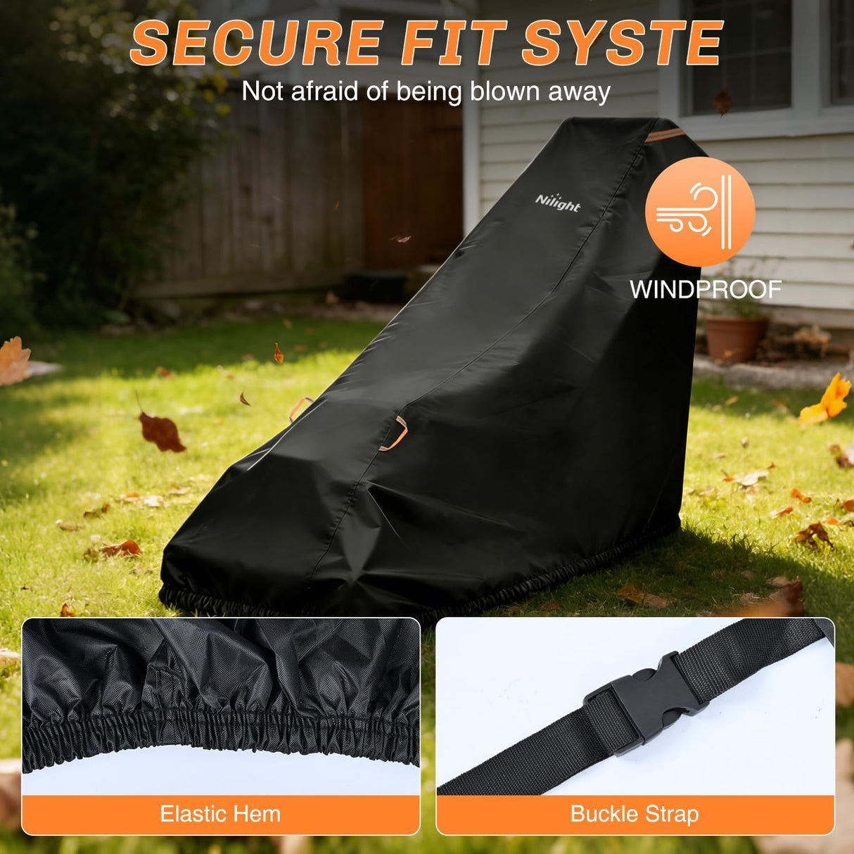Push Lawn Mower Cover 75 Inch, Waterproof Walk Behind Mower Cover | 420D Heavy Duty Fabric, All-weather & UV Protection