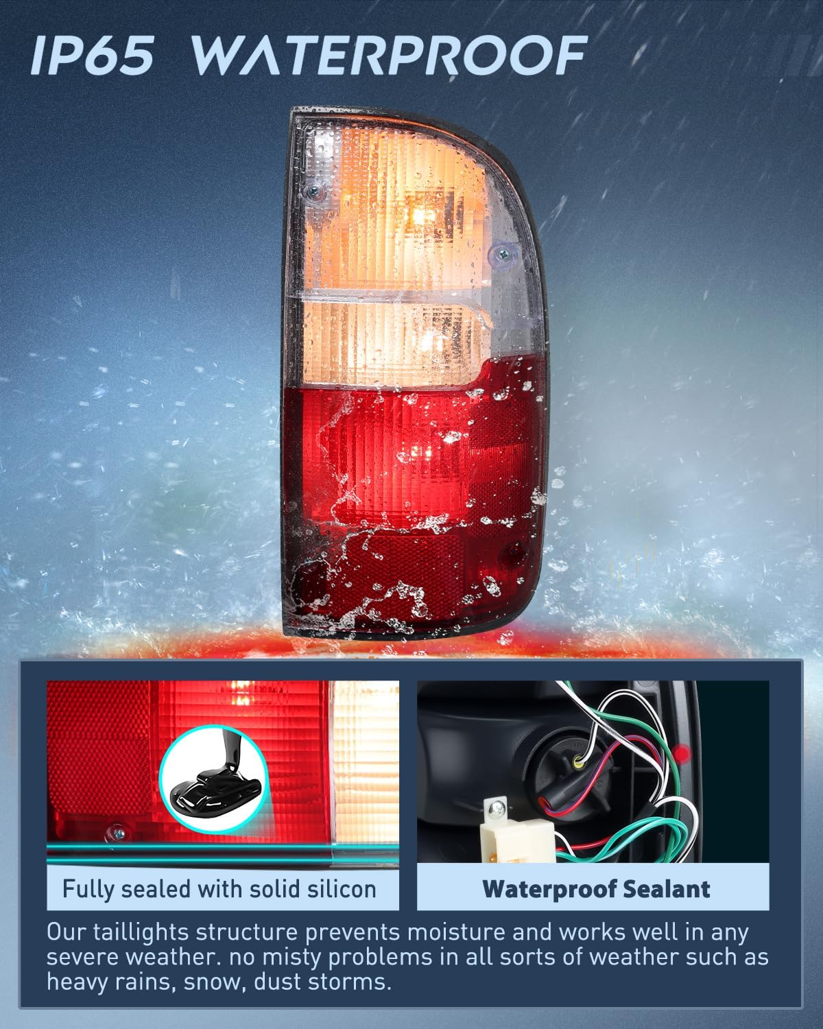 Taillight Assembly Compatible with 1995 1996 1997 1998 1999 2000 Toyota Tacoma Rear Tail Light Lamp Replacement OE Style Passenger Side