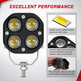 7/8 Inch Handlebar LED Light Pods 3 Inch White Amber Dual Color | 2 PCS 40 W Spot Beam Driving Fog Auxiliary Offroad Lamp with 16AWG Wiring Harness Kit for 12V Motorcycle Motorbike Dirt Bike