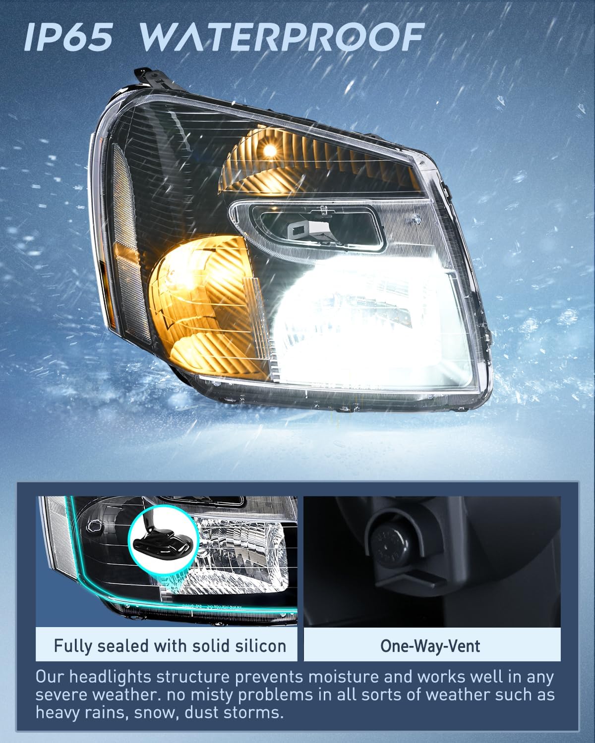 Headlight Assembly Compatible with 2005 2006 2007 2008 2009 Chevy Equinox SUV OE Style Replacement Headlights Black Housing Clear Reflector Headlamp Passenger and Driver Side