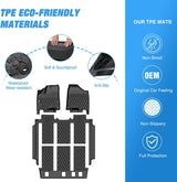 TPE Floor Mats for Toyota Sienna 7 Seat 2013 2014 2015 2016 2017 2018 2019 2020 (Without Center Console Only) All Weather Custom Fit Heavy Duty Floor Liners
