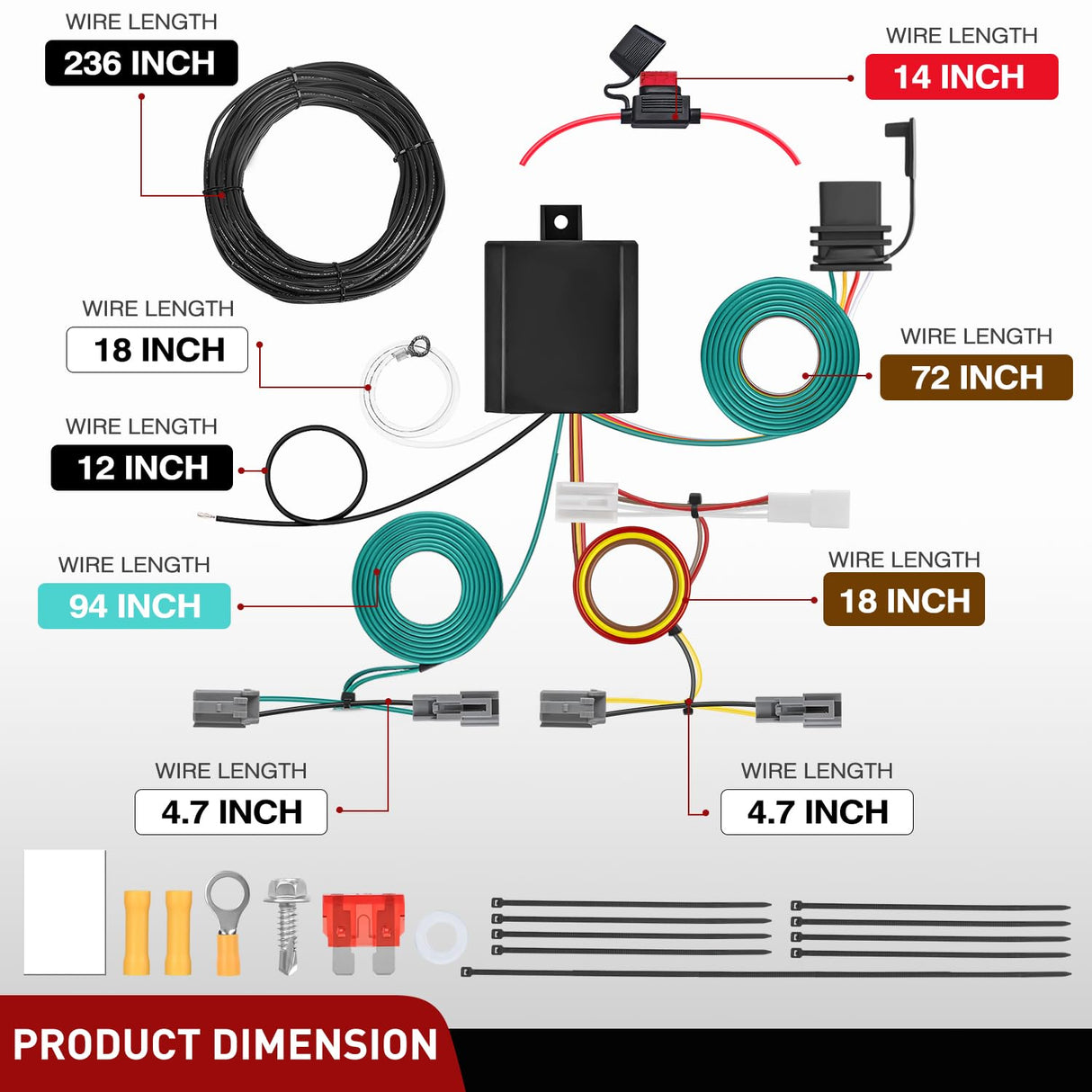 4 Pin Trailer Wiring Harness Kit 56106 Vehicle Standard 4 Way Connector Custom for 2011 2012 2013 2014 Toyota Sienna, 2015 2016 2017 2018 2019 2020 Sienna SE Simple Fit Tow Hitch Harness