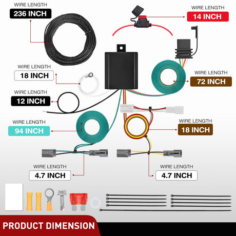 4 Pin Trailer Wiring Harness Kit 56106 Vehicle Standard 4 Way Connector Custom for 2011 2012 2013 2014 Toyota Sienna, 2015 2016 2017 2018 2019 2020 Sienna SE Simple Fit Tow Hitch Harness