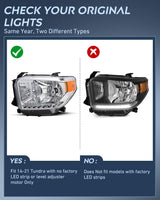 LED DRL Headlight Assembly Compatible with 2014 2015 2016 2017 2018 2019 2020 2021 Toyota Tundra Clean Lens Black Housing Amber Reflector Clear Lens Headlamps Replacement