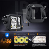Flush Mount LED Pod Lights with Amber DRL 2PCS 4.8Inch Spot Beam 20W 2510LM Backup Reverse Offroad Driving Light w/ 16AWG Wiring kit for4x4 Truck SUV Jeep