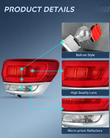 Taillight Assembly Compatible with 2014 2015 2016 2017 2018 2019 2020 Jeep Grand Cherokee Laredo/Limited/Overland/Summit Tail Lights Outer Passenger Side w/Bulbs