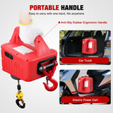 3-in-1 Electric Hoist Winch, 660LBS 1500W Portable Power Winch Crane with Manual Wired Wireless Remote Control, 110V Electric Winch 33FT/Min Speed 39FT Height for Garage Warehouse Factory, Red