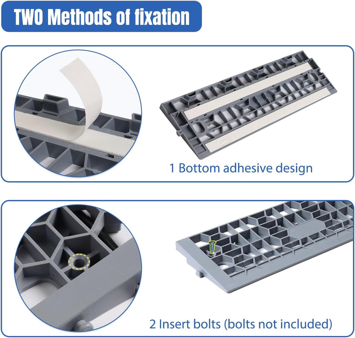 Modular Threshold Ramps, 4 Inch Rise Non‑Slip Interlocking Plastic Wheelchair Curb Doorway Ramp for Home Entry Indoor Outdoor, 2 Pack