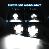 2PCS 7 Inch LED Headlight Compatible with Jeep 2PCS 4 Inch LED Fog Light for Jeep Wrangler 97-17 JK LJ CJ