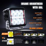 LED Pod Lights Heated Lens with Amber DRL 4 Inch 60 W Square Super Spot Light 16AWG Wiring Harness Kit for Offroad Driving Light Anti Freeze Function LED Work Lights for Truck UTV ATV SUV Jeep