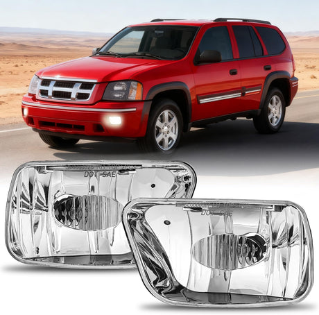 Fog Light Assembly Fog Lights Assembly Compatible with 2002 2003 2004 2005 2006 2007 2008 2009 Chevy Trailblazer 2003-2008 Isuzu Ascender Bumper Lights w/12V 27W Bulbs (NOT Fit 2007-2009 TRAILBLAZER SS Models)