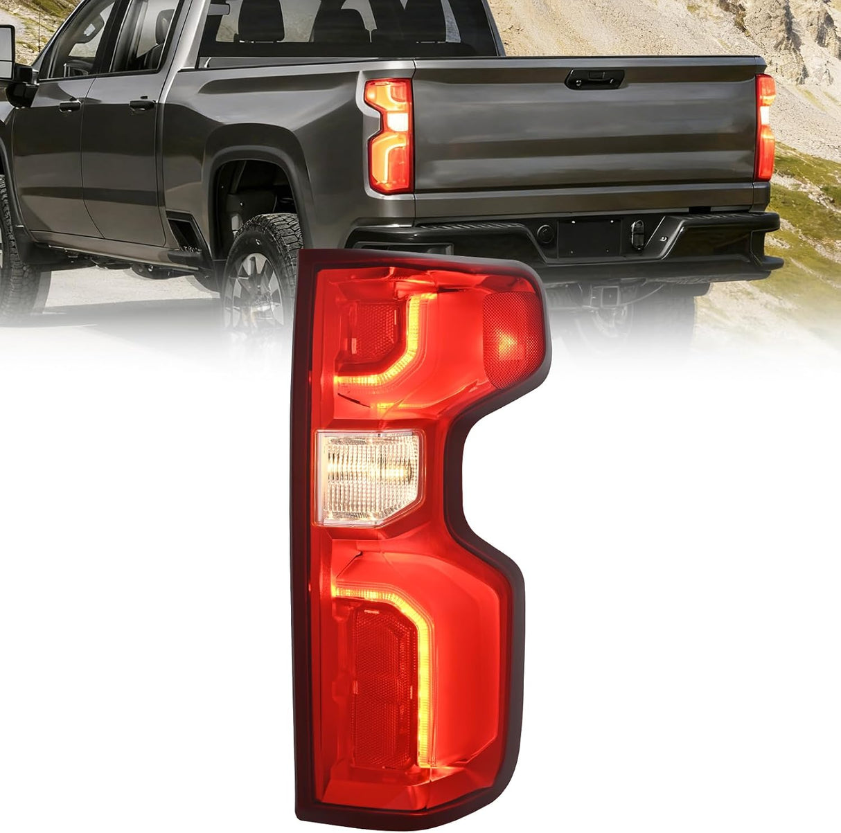 Taillight Assembly for 2019 2020 2021 2022 2023 Chevy Silverado1500 | 2020 2021 2022 2023 Silverado 2500HD 3500HD LED Tail Light Rear Lamp Replacement Passenger Side