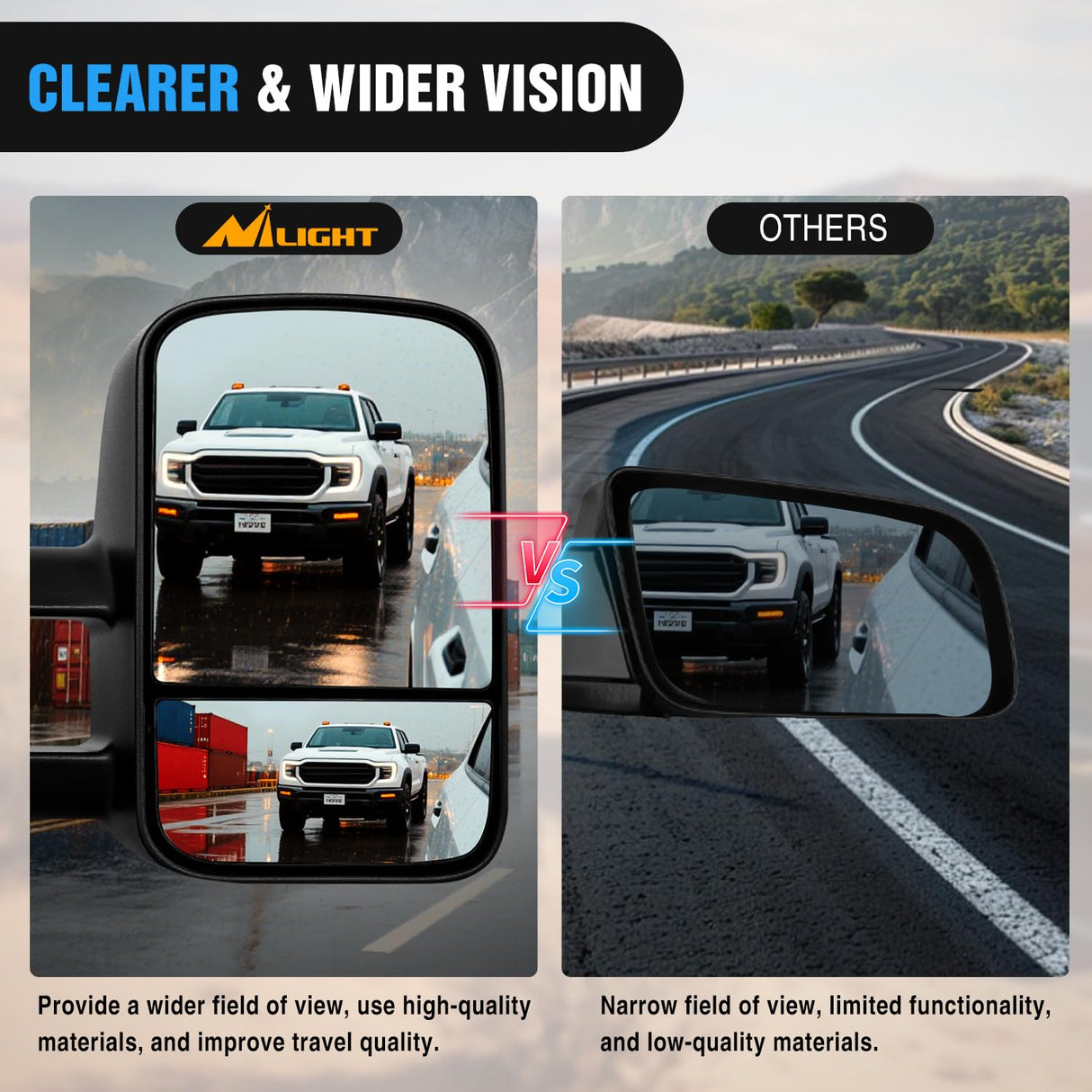 Towing Mirrors Manual Adjusted Flat Convex Glass Telescoping Folding Compatible With 1999-2002 Chevy Silverado GMC Sierra 1500 2500 3500 Suburban Tahoe Avalanche Yukon