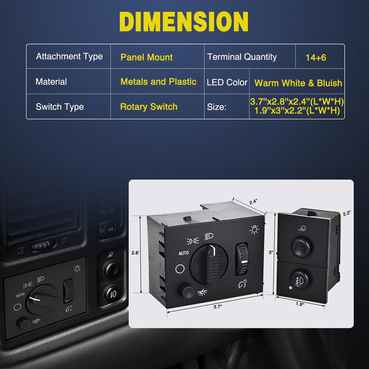 Headlight Dimmer Switch and Cargo Fog Light Switch Compatible with 2003 2004 2005 2006 2007 Chevy Avalanche Silverado Suburban Tahoe GMC Sierra Yukon Hummer H2 2003-2006 Cadillac Escalade