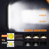 LED Light Bar with Amber DRL 15.5 Inch Single Row 60W 6650LM Anti-Glare Flood Spot Combo Offroad Driving Lights IP68 w/ 16AWG DT Wiring Kit for Pickup Truck SUV ATV UTV Boat 4x4 Jeep
