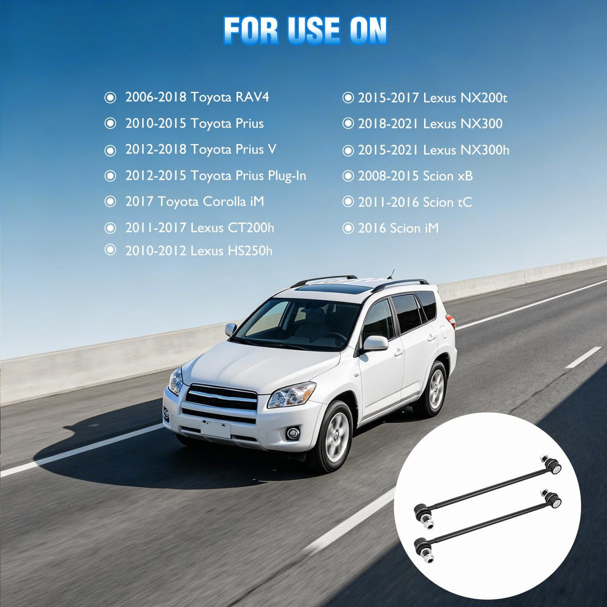 K750043 Front Stabilizer Sway Bar Links for Toyota RAV4 2006-2018 | for 2006 2007 2008 2009 2010 2011 2012 2013 2014 2015 2016 2017 2018 RAV4 2011-2021 Lexus Driver and Passenger Side