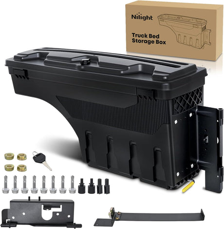 Truck Bed Tool Box Passenger Side Truck Tool Box Fit for Dodge Ram 1500 2500 3500 2002-2018 ABS Swing Case Truck Bed Storage Box w Lockable Lid Waterproof Wheel Well Toolbox, without Rambox